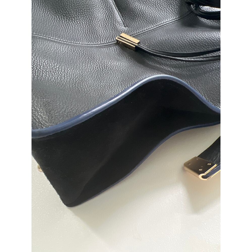 Stuart Weitzman Brigitte Pebbled Leather Hobo Bag Black Blue Gold Shoulder Tote - Picture 5 of 12